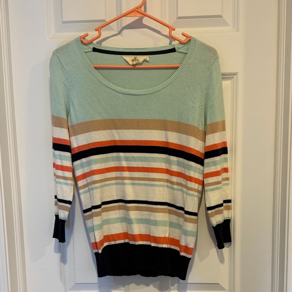 Anthropologie Striped Mint Sweater
